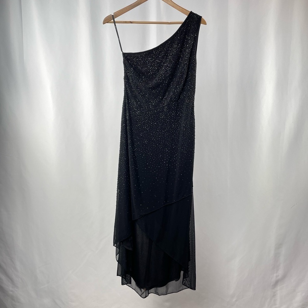 Vintage Tadashi 90's style Beaded One Shoulder Dress in Black Size Small Petite - Picture 3 of 8